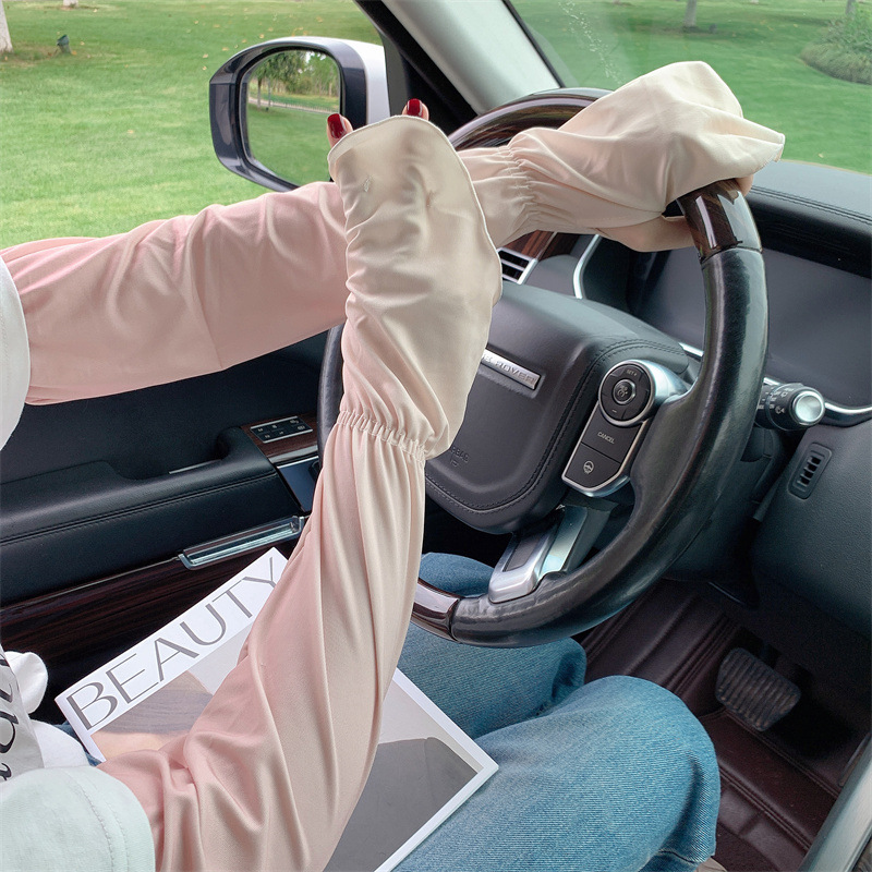 Gradient color ice sleeve sun protection for women, summer thin UV-resistant sleeve sleeves, long ice silk hand sleeves, arm guards, driving gloves, trendy pic 8