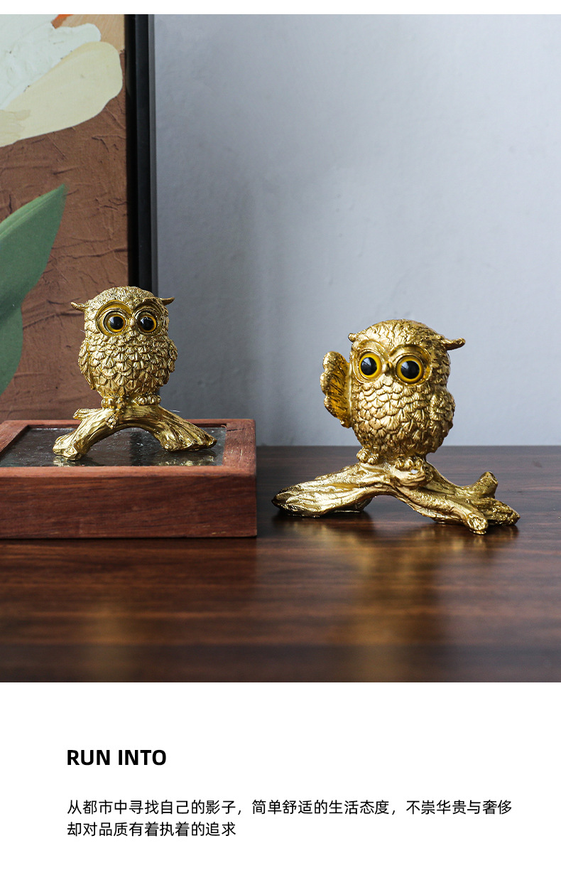 Cross-border creative American owl ornaments, home interior resin handicrafts, display model rooms, soft furnishings pic 2