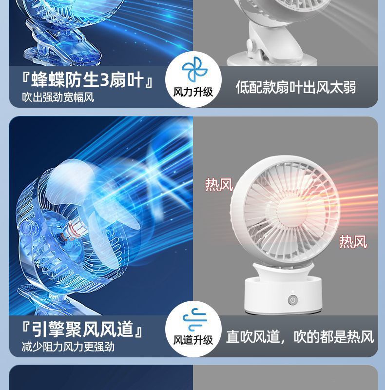 2026 New USB desk clip fan for home and office desktop charging mini clip fan charging type pic 22