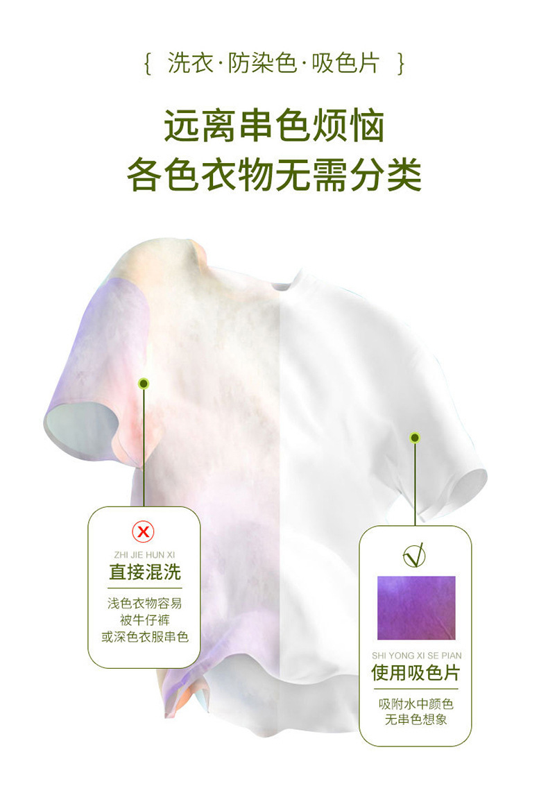 防串色洗衣片衣服防染色洗衣机色母片防串染衣物吸色片洗衣泡泡纸详情4