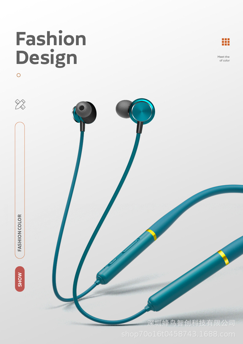 Neckband Bluetooth headphones, large-capacity in-ear sports and gaming headset, magnetic absorption wireless headphones, ultra-long battery life pic 28