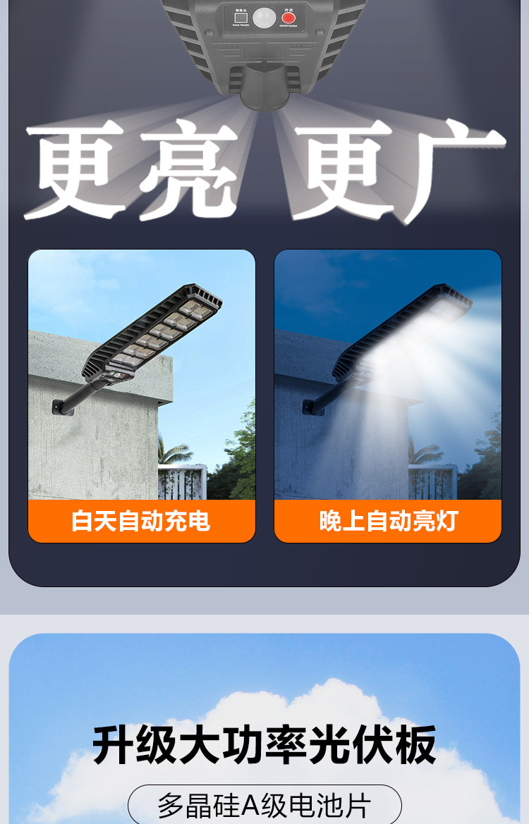 Solar lamps, outdoor lighting, garden lamps, solar wall lamps, LED solar human body sensor, large street lamps for garages pic 6