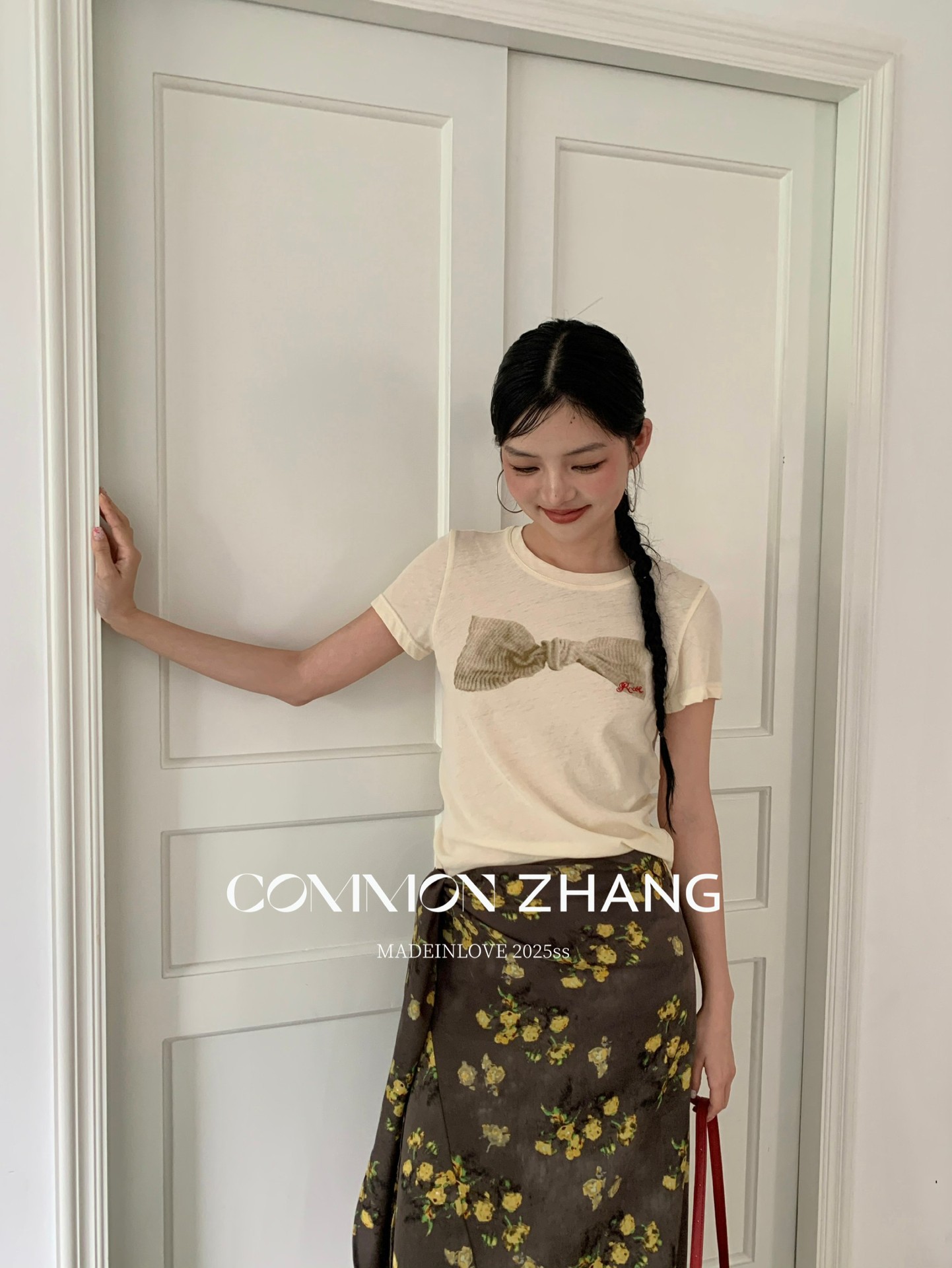 CZ ZHANG Summer Korean Style laid-back Casual Versatile Bow Print Letter Embroidery short-sleeved T-shirt B20639 pic 21