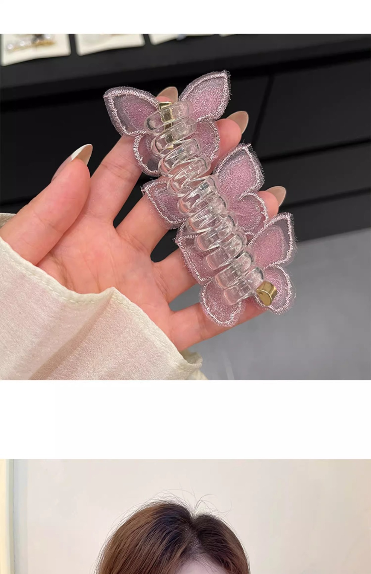 Forest-style butterfly bubble braid hair tie for women 2024, a new high-end French telephone line hair band and ponytail braiding tool pic 15