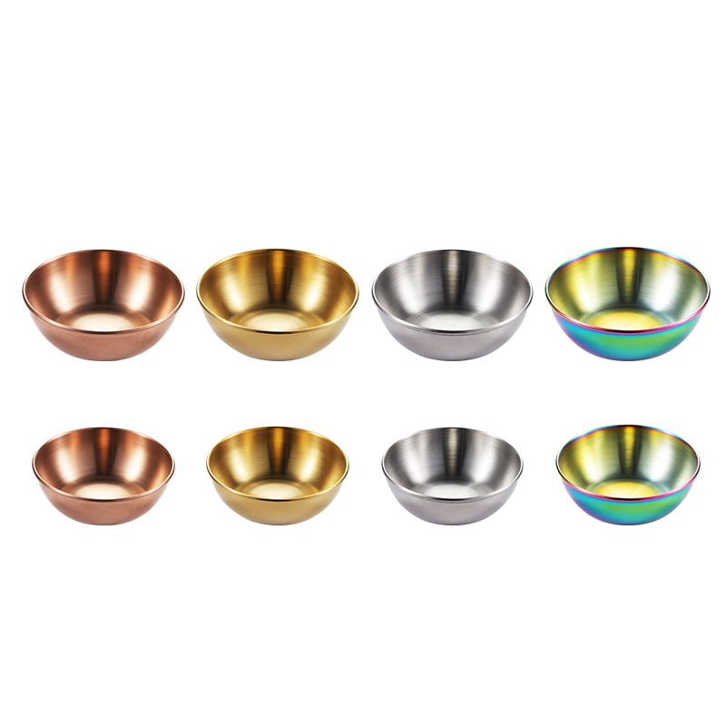 Stainless steel round small plates, golden sauce and seasoning plates, home, restaurant, kitchen soy sauce plates, Japanese dipping sauce plates pic 11