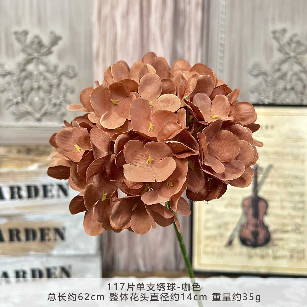 仿真117片单支绣球假花人造花成品婚庆用花地排造景花插花束摆件详情11