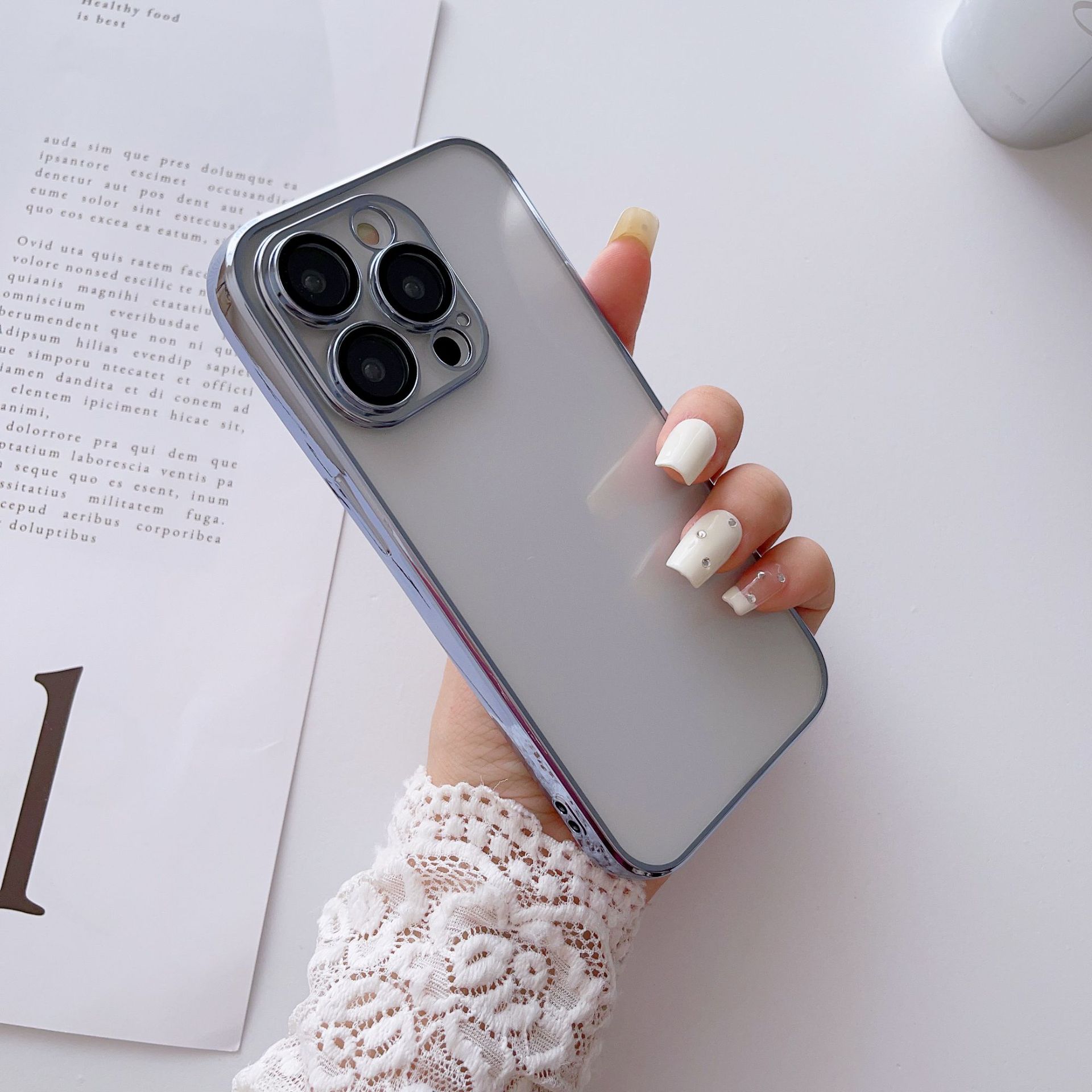 适用苹果15promax手机壳14iphone13plus电镀带镜头膜防尘网保护套详情8