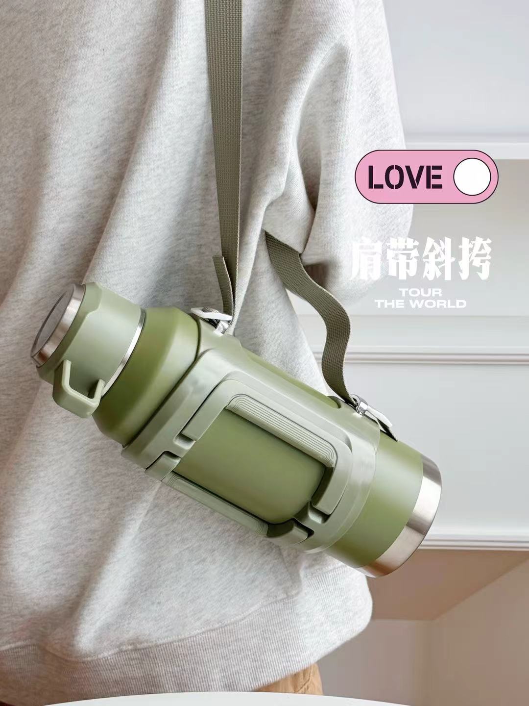 1800ml304 stainless steel large-capacity outdoor mountain climbing and cycling sports water bottle pic 8