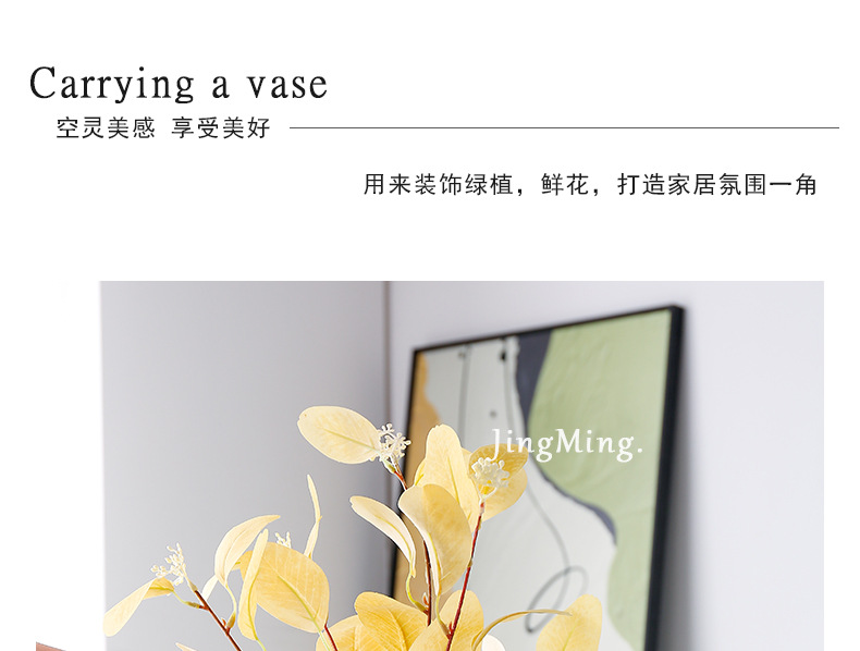 2025 Modern and simple white ceramic vase ornaments, creative hand-painted dried flower arrangement for the living room entrance, sample room soft decoration vase ornaments, vase home ornaments, porcelain vase handicrafts pic 3