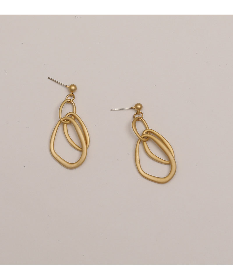 Hyacinth925 silver needle stud earrings for women, Korean minimalist and cold style earrings, matte high-end earrings, trendy and unique, internet-famous double-layer geometric ear ring earrings pic 7