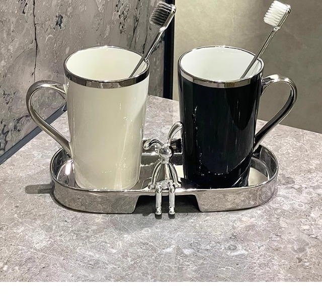 Mouthwash cup, couple brushing cup, light luxury high-end ceramic household dental cup, washbasin cup, high-end toothbrush cup pic 2