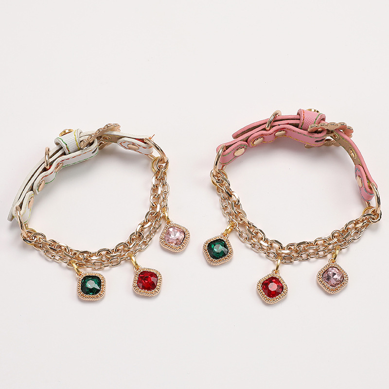 Pet supplies: Diamond buckle cat and dog collars, small dog pink pet necklaces, leash, cat and dog supplies pic 8