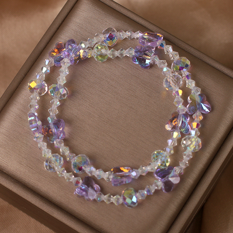 儿童水晶手链女童轻奢小众蝴蝶串珠手串学生闺蜜手环女孩生日礼物详情5