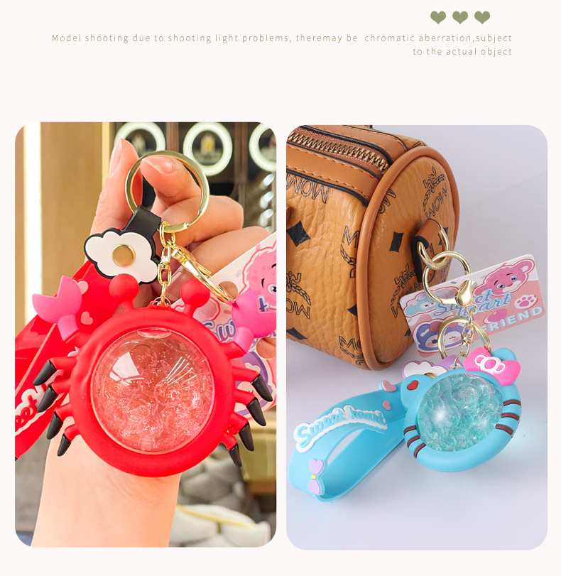 玲娜贝儿入油车钥匙流沙钥匙扣亚克力櫻花挂件钥匙链少女心包包详情15