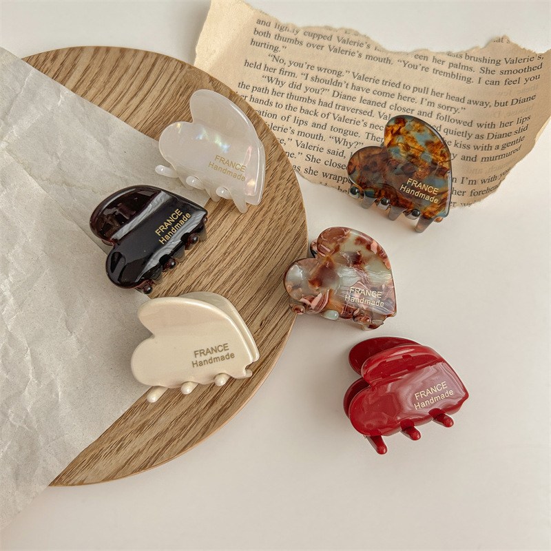 法式醋酸爱心小抓夹女2024新款后脑勺发卡夹子鲨鱼夹春夏发夹头饰详情4