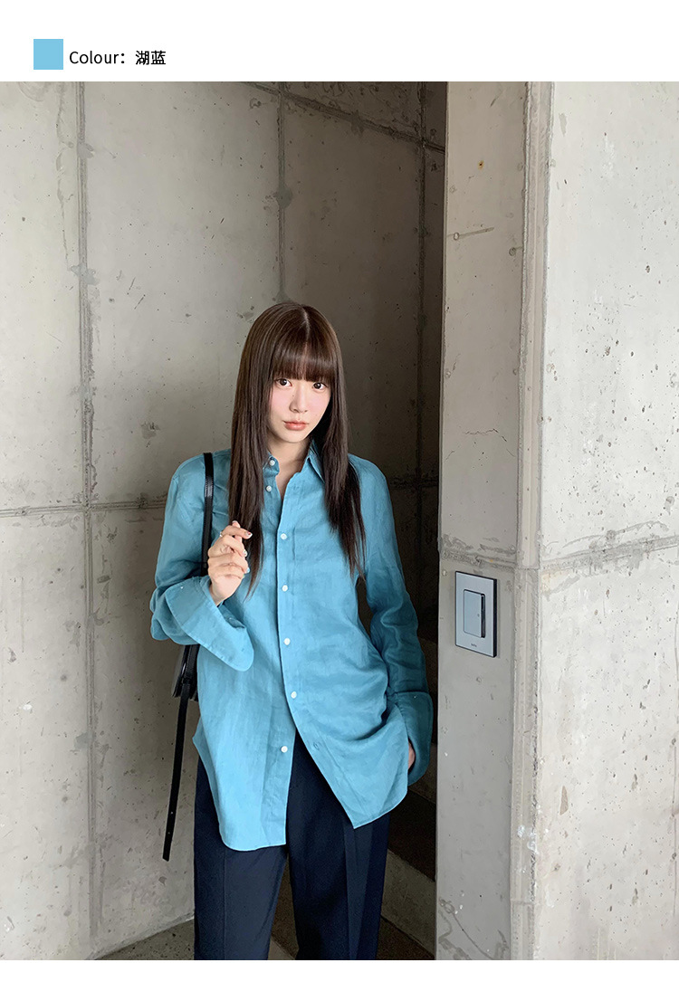 clean 慵懒舒适亚麻衬衣女2025十三行春季新款韩版时装衬衫 52271详情24