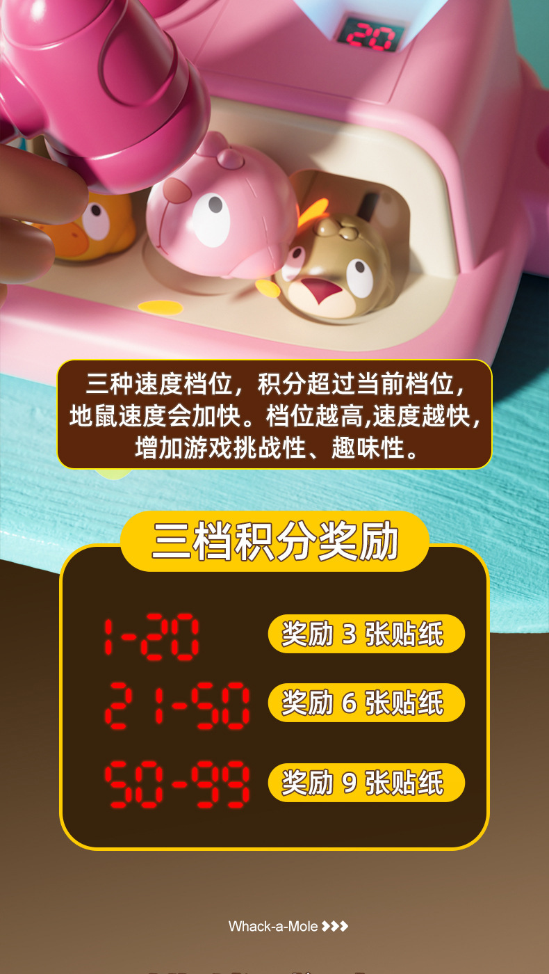 新款打地鼠积分奖励敲敲乐游戏机解压敲打电动玩具宝宝益智早教无详情37
