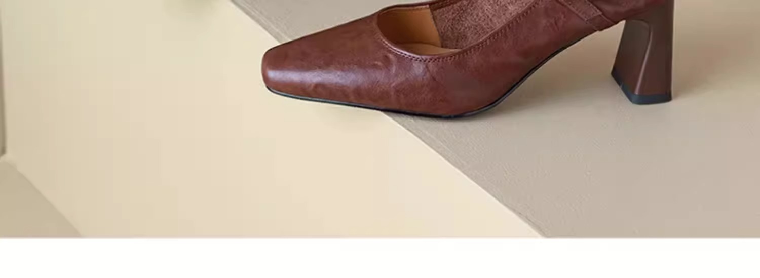 软羊皮黑色高跟鞋2025春秋新款法式复古粗跟一字带玛丽珍鞋女单鞋详情21