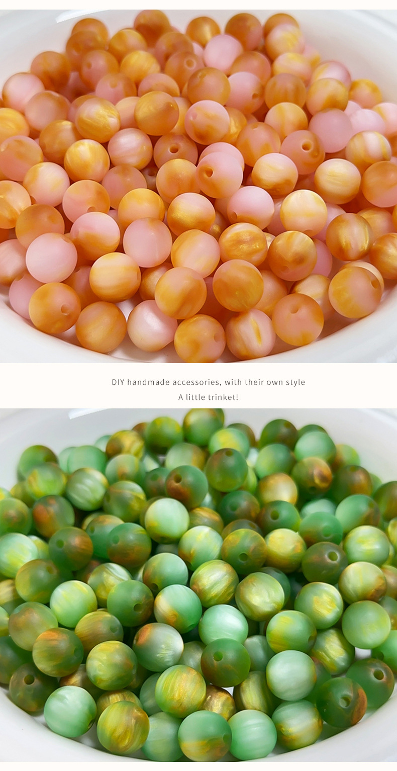 Matte, frosted, oil paint-style beads, gilt, smut, straight-hole round beads, resin beads, round beads, loose beads, bracelet bead accessories pic 7