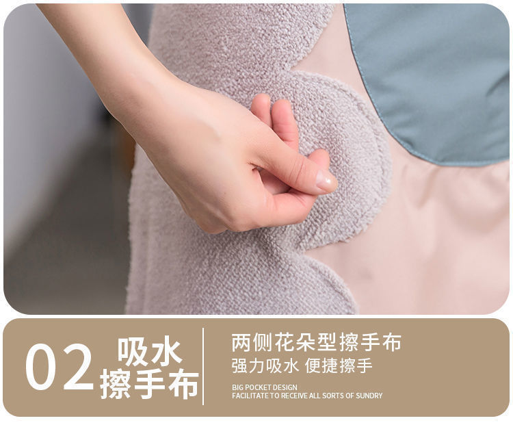 擦手围裙女厨房家用防水防油2025新款餐饮专用网红工作服免洗围腰详情8
