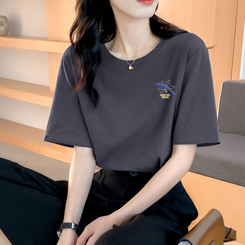 宽松纯棉短袖t恤女士夏装新款漂亮上衣设计感印花半袖女圆领夏季详情17