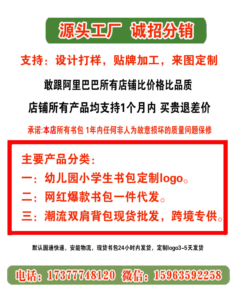 华承新款护脊防水小学生书包耐磨大容量多功能1~6年儿童双肩背包详情1