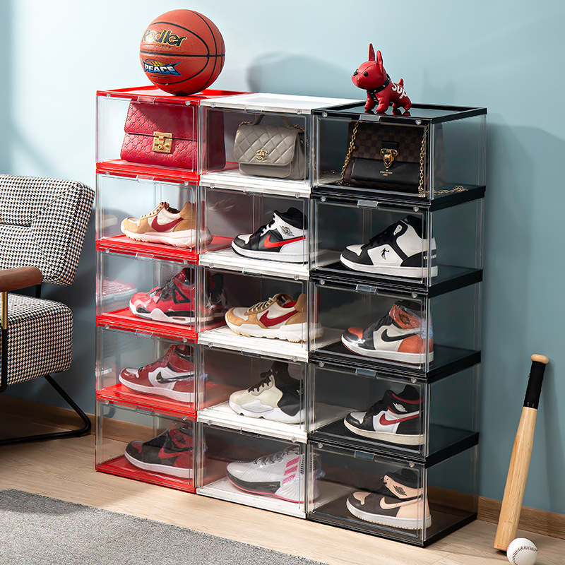 Acrylic basketball storage shoe box, double magnetic side-opening transparent cosmetic box, bag storage box, storage drawer type pic 1
