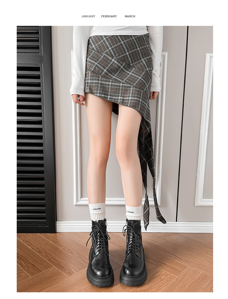 英伦复古系带厚底马丁靴秋冬季单靴精致手抓纹粗跟短靴女机车靴子详情15