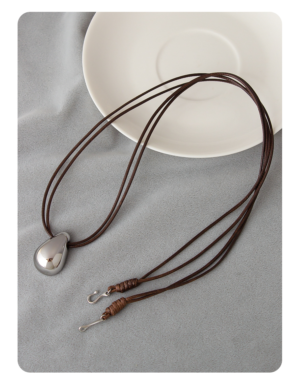 大水滴项链吊坠 光泽感好简约豆豆高级感男女通用气质长款毛衣链详情4