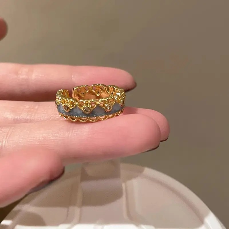 国风新中式滴釉蕾丝花边葫芦戒指女小众感食指戒气质国风指环详情7