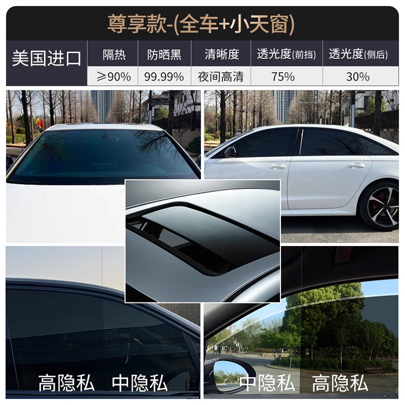 汽车贴膜车窗贴膜太阳膜前挡风玻璃防晒隔热膜防爆膜隐私膜全车膜详情24