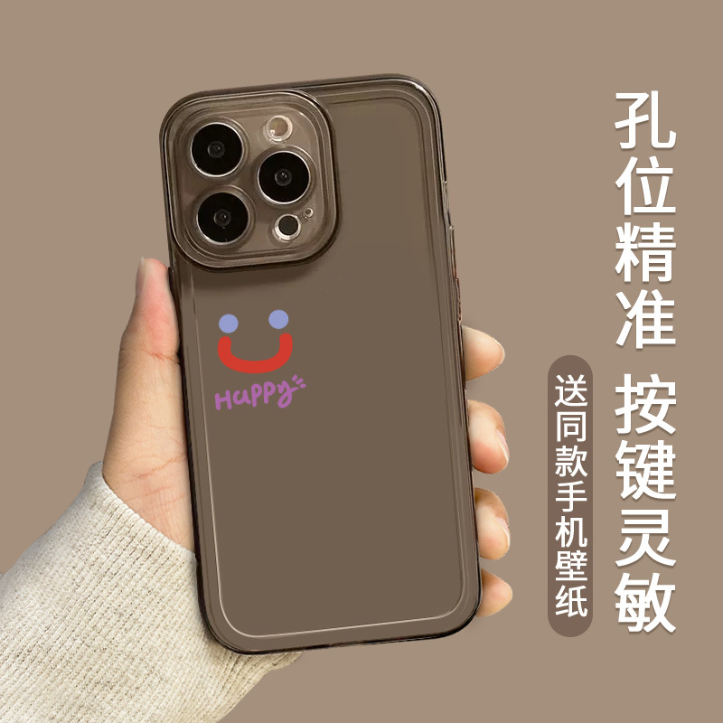 Smiling iphone 15 case 14pro Transparent 13 Niche 11 High-end xr All-inclusive xsmax Soft case pic 3