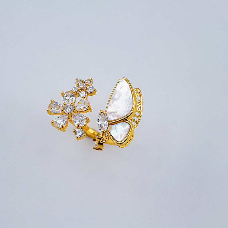 柏伶饰品新款时尚双花朵戒指欧美个性锆石戒指外贸戒指气质戒指女详情7