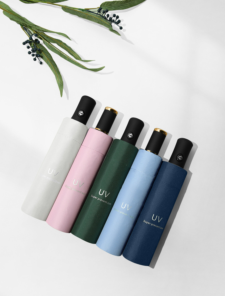 UV fully automatic opening and closing black rubber sunshade umbrella, weather umbrella, protective umbrella, sun protection three-fold umbrella, advertising umbrella, printed logo pic 10