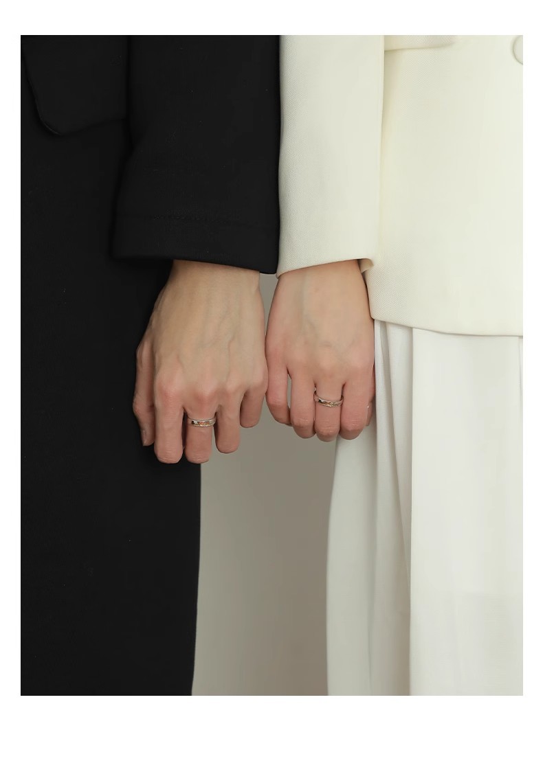 S999足银日照金山情侣戒指刻字小众设计男女对戒情人节礼物送女友详情10