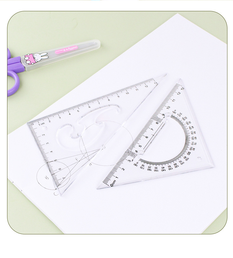 Cross-border wholesale of office stationery ruler sets, 15cm, 20cm, 30cm plastic rulers, available for export orders pic 10