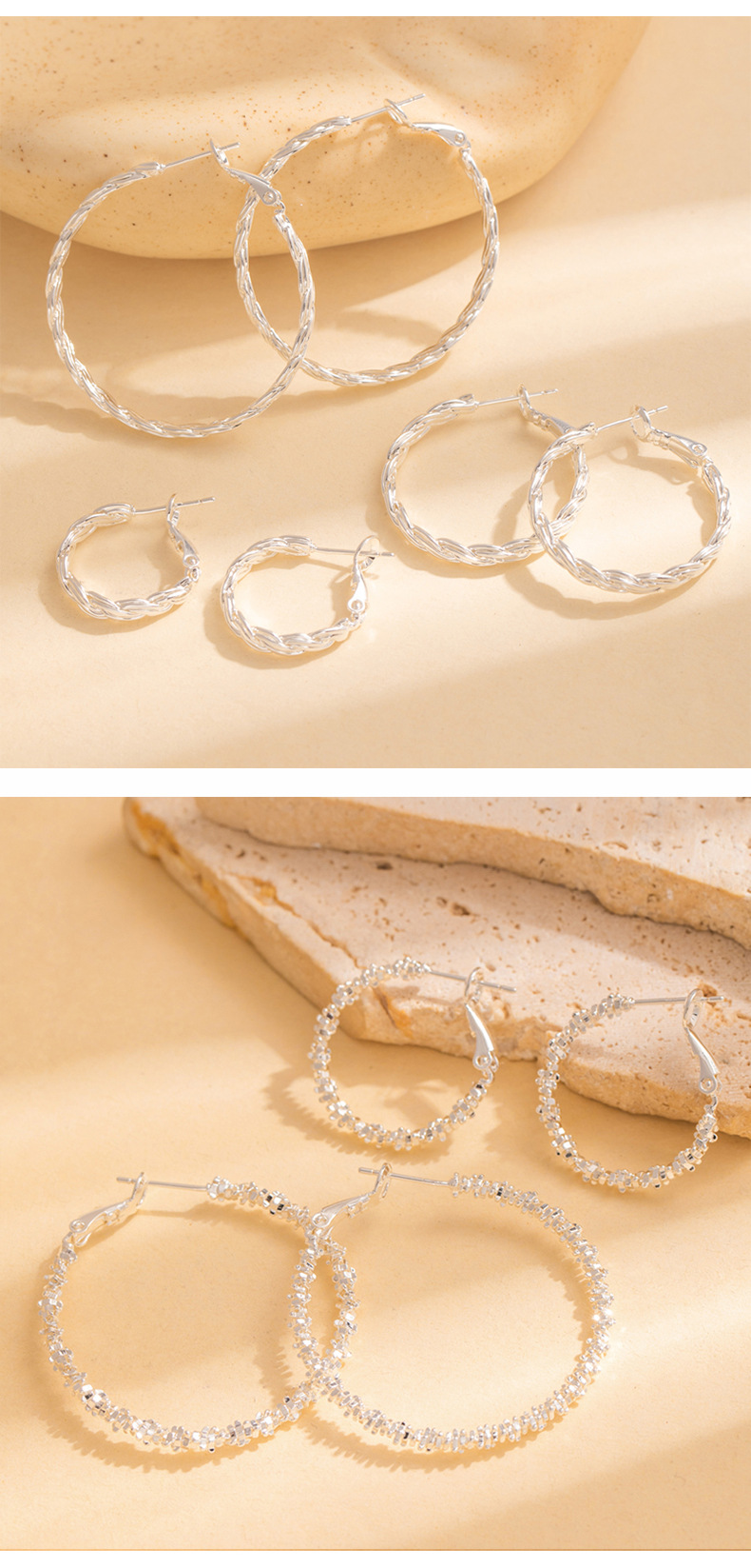 Sweet and cool style fashionable commuting large circle thin ear ring, niche design sense exaggerated earrings 925 silver needle plain ring earrings pic 82