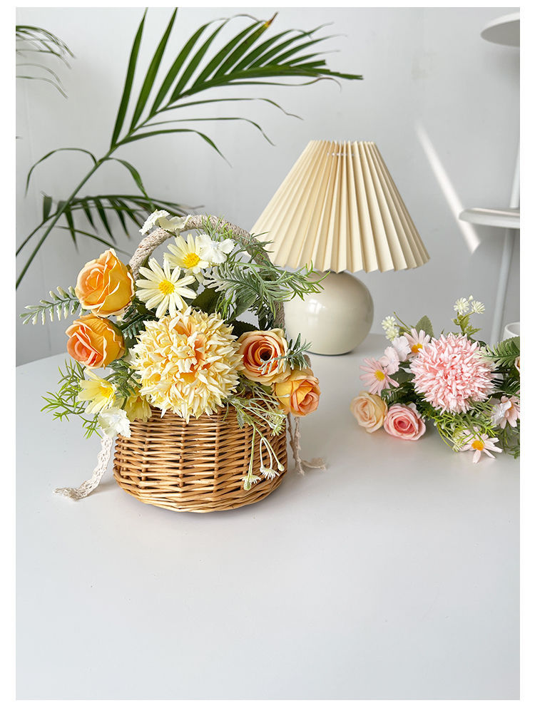 假花仿真花束小清新拉丝玫瑰绣球绢花塑料花干花捧花婚庆装饰摆设详情8