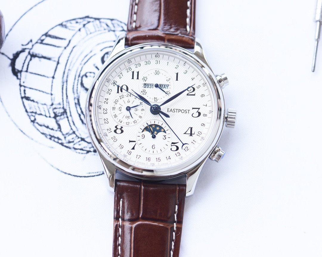 浪家名匠8针月相精钢计时琴男士防水手表全自动机械男表批发代发详情15