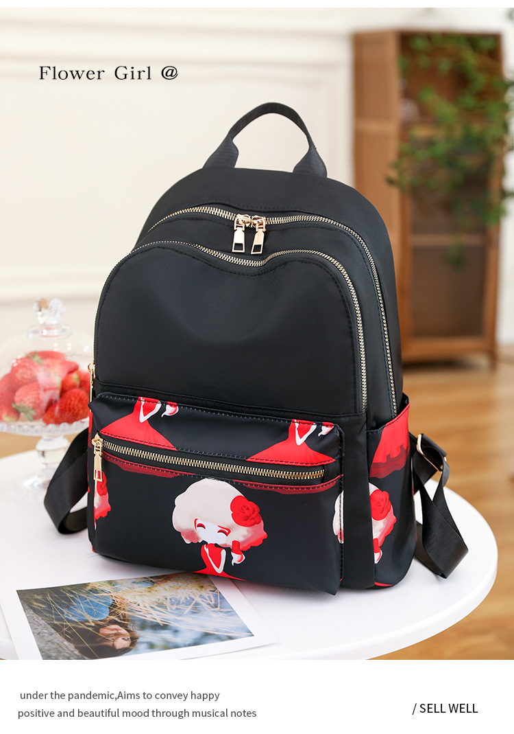 牛津布双肩包包女民族风时尚印花背包新马泰大容量旅行书包百搭包详情15