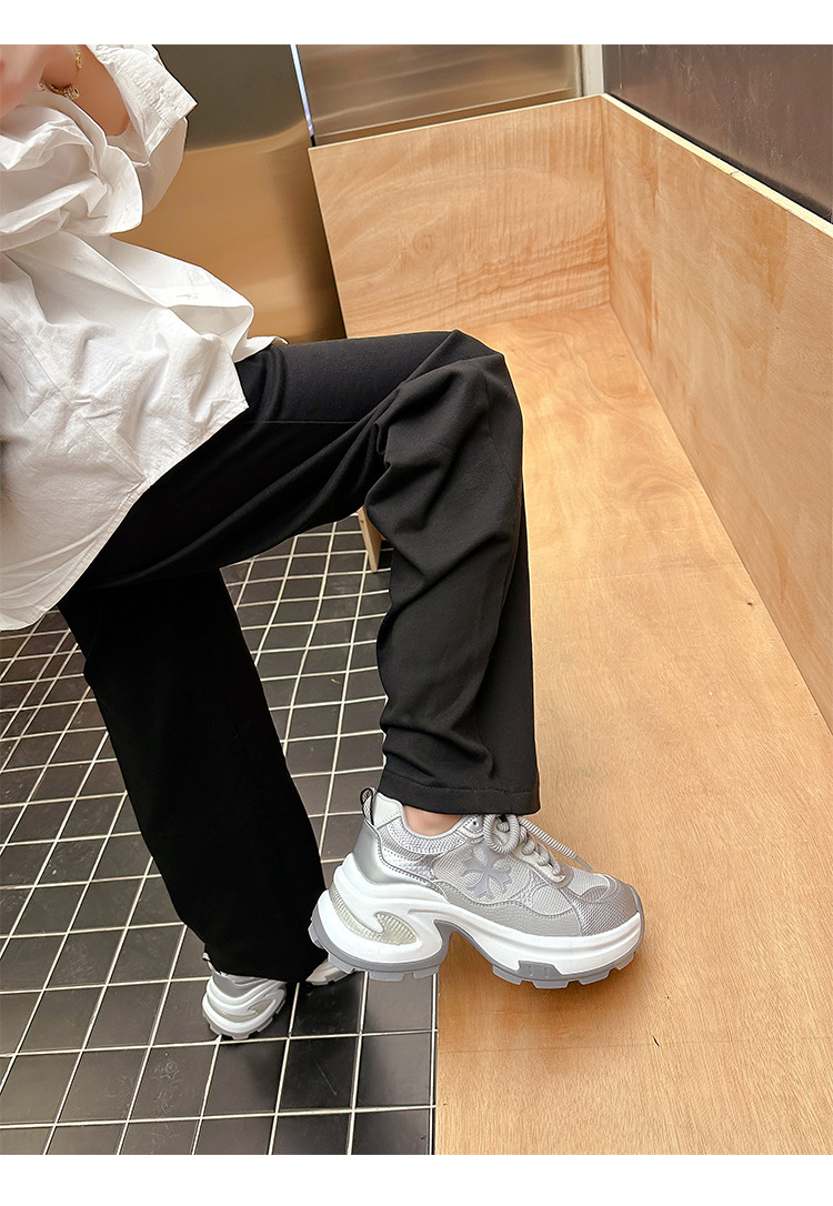 苏茵茵同款增高7.5cm~十字花厚底休闲运动鞋女厚底老爹鞋跑步鞋详情33