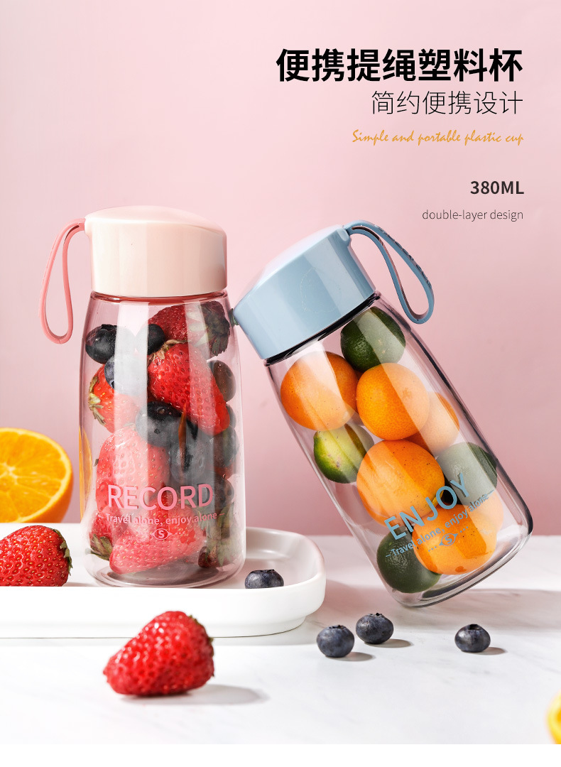 Cute and portable cup for girls and students. Simple and portable cup. Summer transparent plastic water cup. Leak-proof pic 1