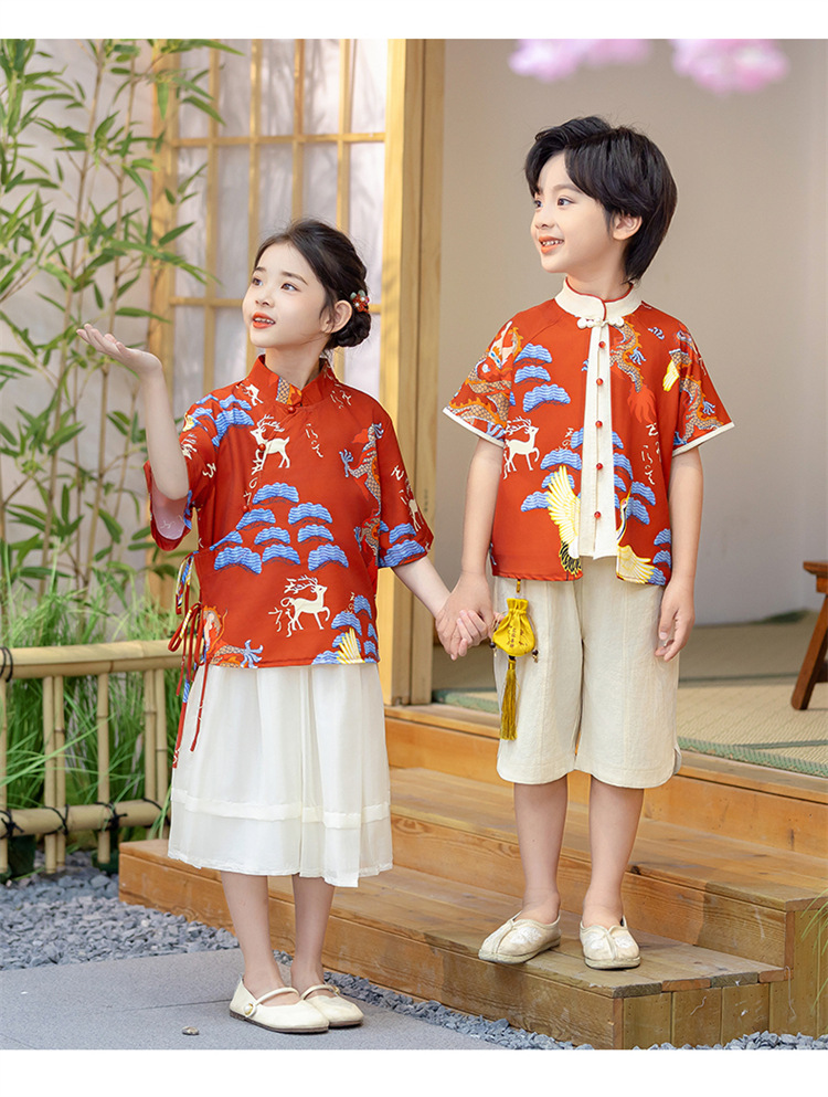 童装男童夏季短袖汉服套装儿童两件套宝宝中国风国潮唐装网红表演详情19