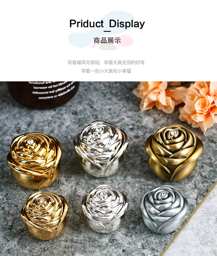 欧式金属玫瑰花苞首饰盒项链戒指盒高档结婚求爱珠宝盒精致收纳盒详情8