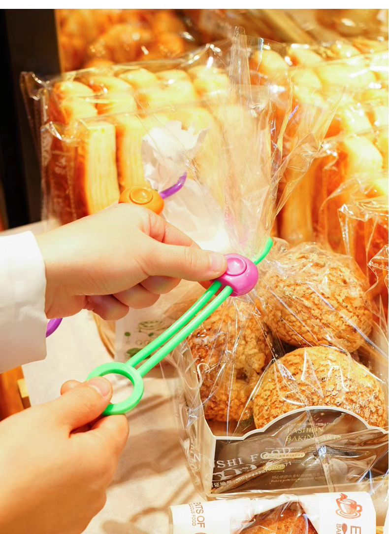 彩色零食封口绑带多功能封口夹拉环扣厨房食品保鲜用创意捆扎绑绳详情5