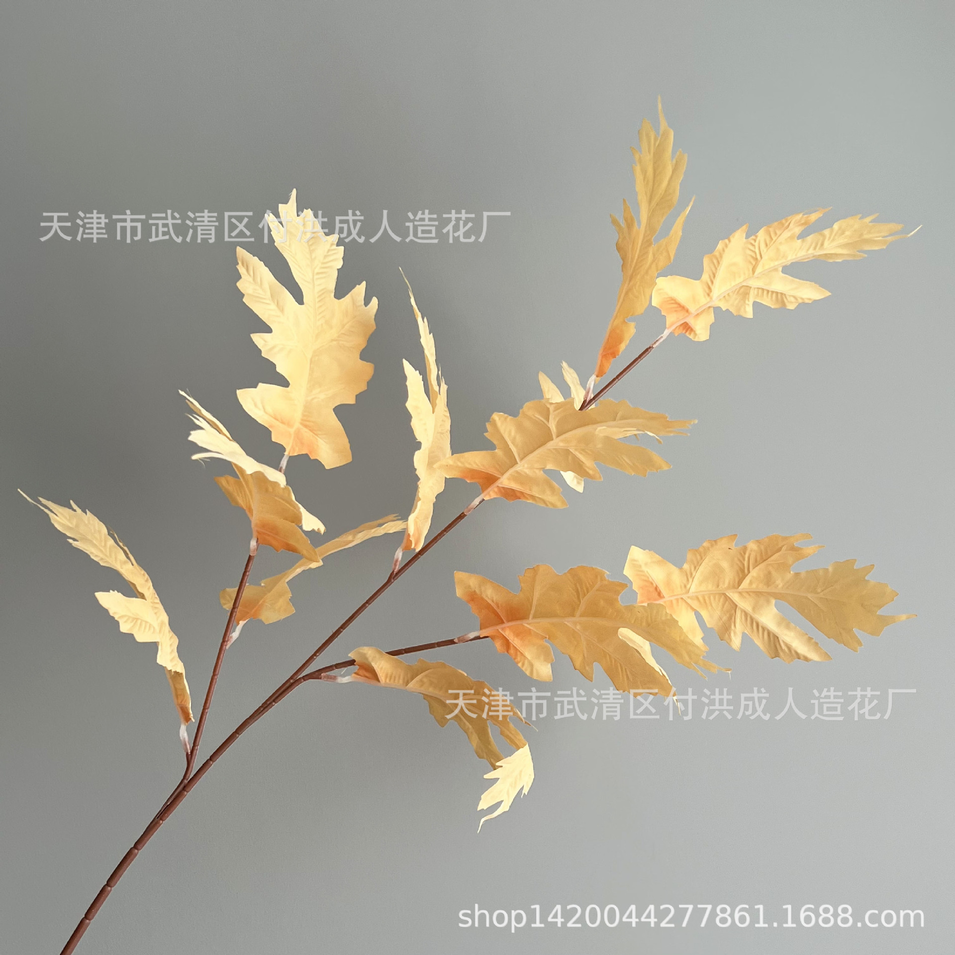Oak tree leaf wedding simulation flower table, flower matching, wedding hall decoration, silk fabric artificial flower soft decoration flower art manufacturer pic 9