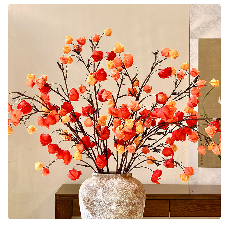 灯笼果仿真花假花摆设栾树果干花年宵花家居装饰花艺摆件直播代发详情17