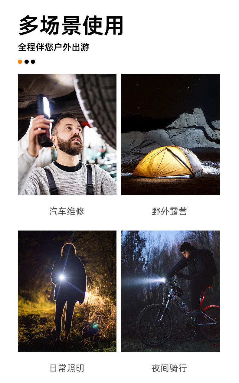 New cross-border multi-functional portable multi-angle folding work light, multi-source strong light head lamp, long-lasting magnetic suction lamp pic 15