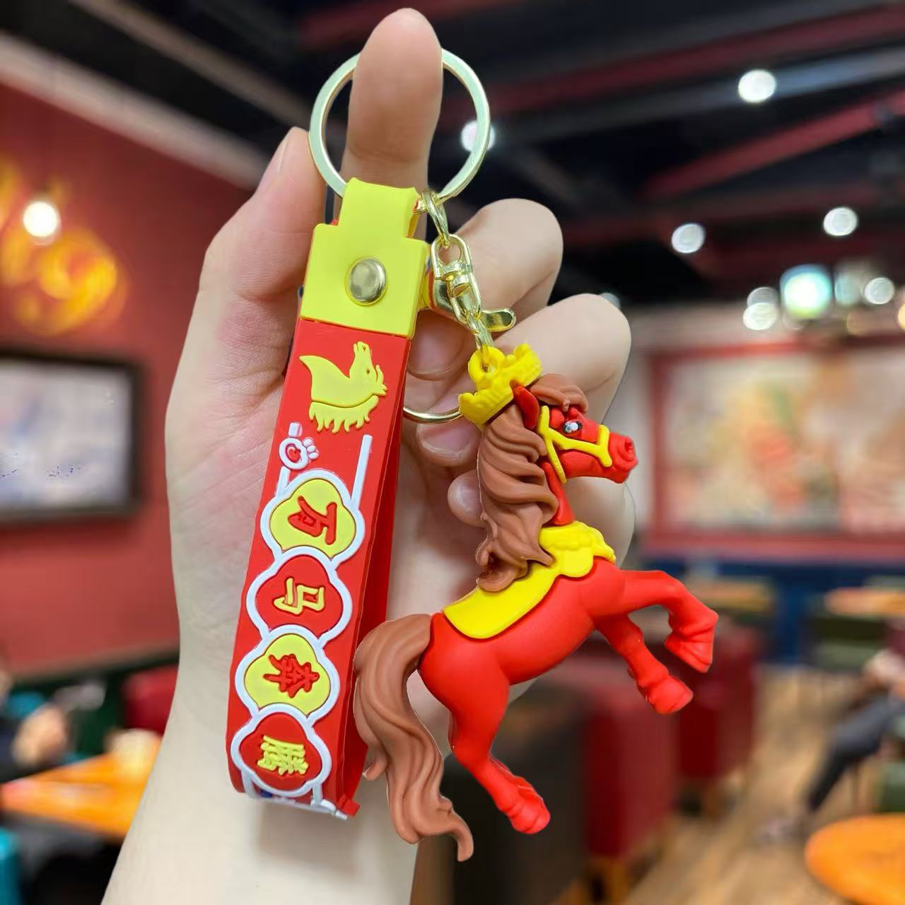 Horse Year zodiac horse figurine keychain pendant, cartoon PVC soft rubber zodiac year gift bag pendant, mascot pic 7