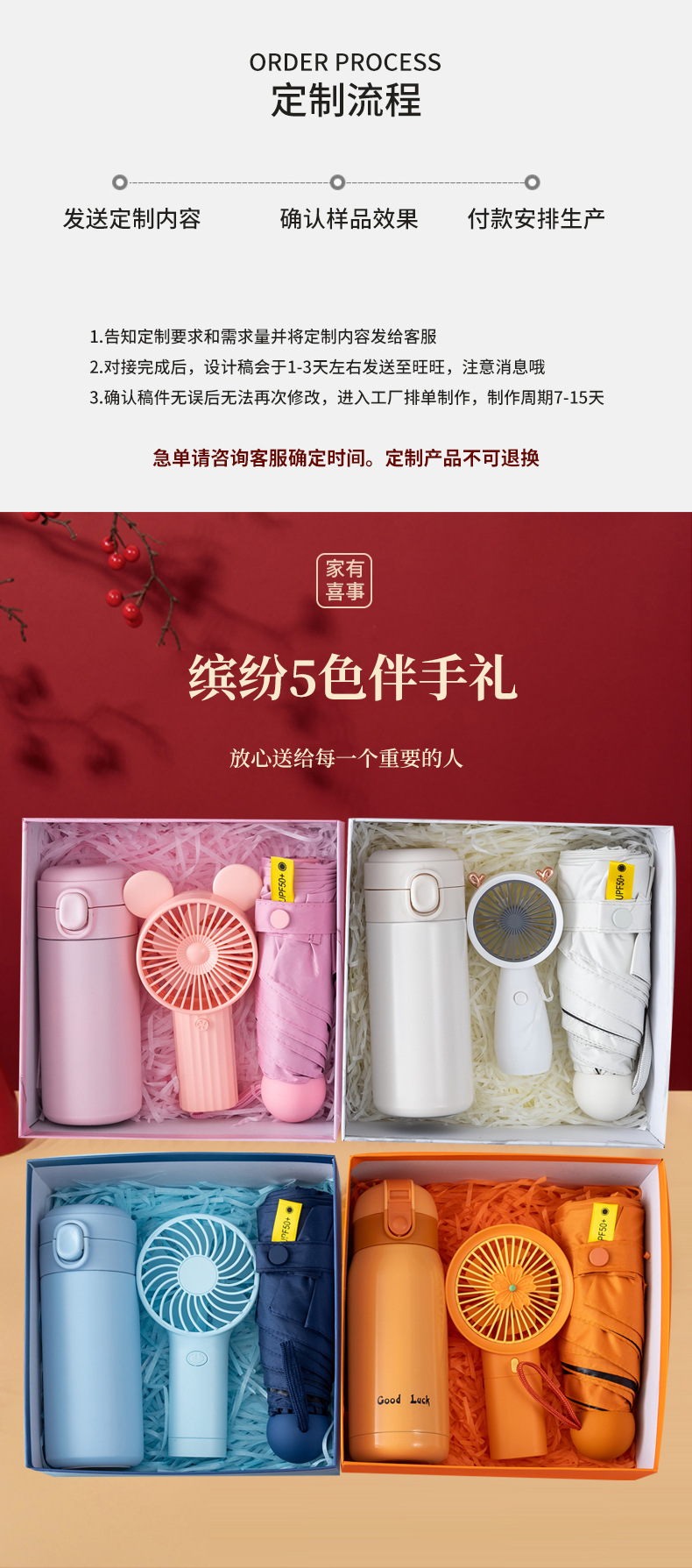 创意夏季礼品套装银行学校毕业伴手礼雨伞风扇杯子随手礼盒居家日用品详情3